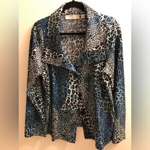 MAKE A STATEMENT WITH THIS BEAUTIFUL CLASSY JACKET BLUE LEOPARD DESIGN SIZE L